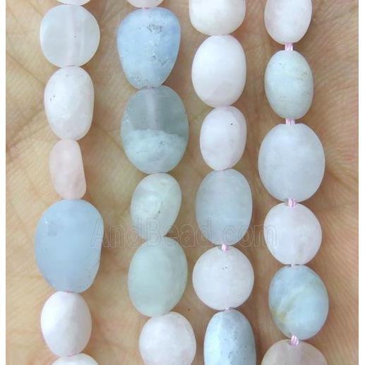 matte Morganite chip beads, freeform, multi color
