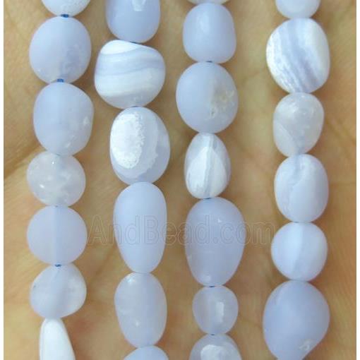 matte blue lace Agate chip beads, freeform