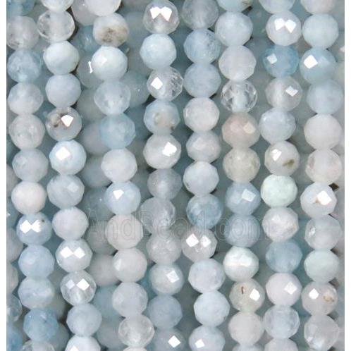 faceted round blue Aquamarine beads