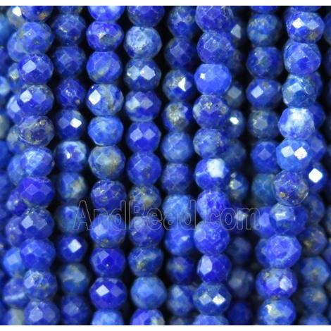 faceted round Lapis Lazuli tiny beads, blue