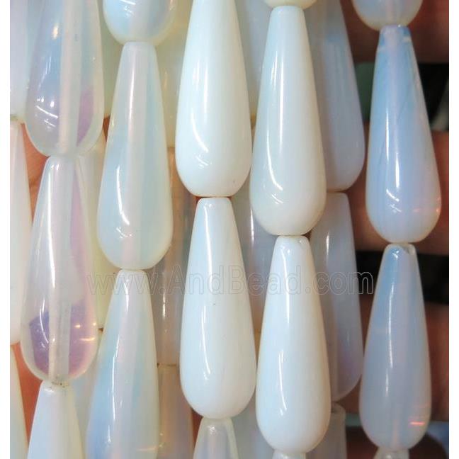 white opalite bead, teardrop