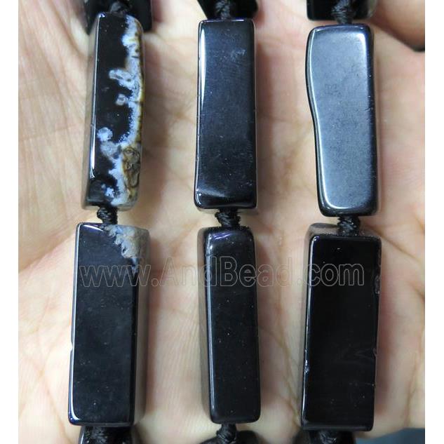 black agate cuboid beads