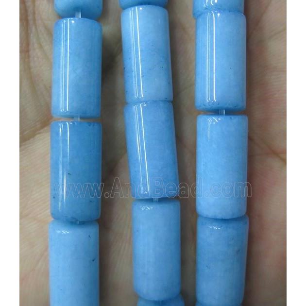blue jade tube beads, dye