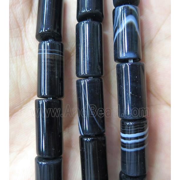 black Agate tube beads