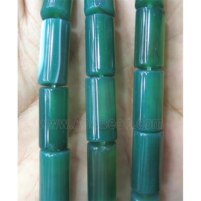 green Agate tube beads
