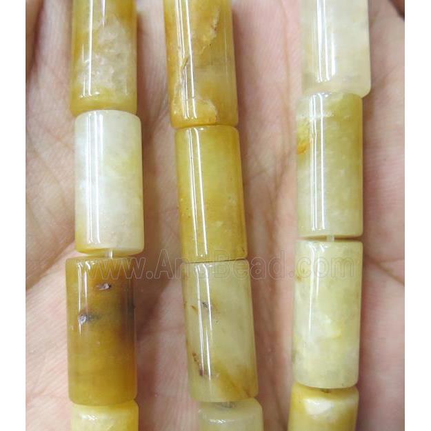 yellow jade tube beads