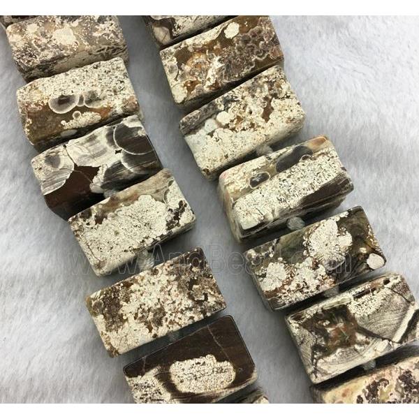 white ocean jasper beads, rectangle