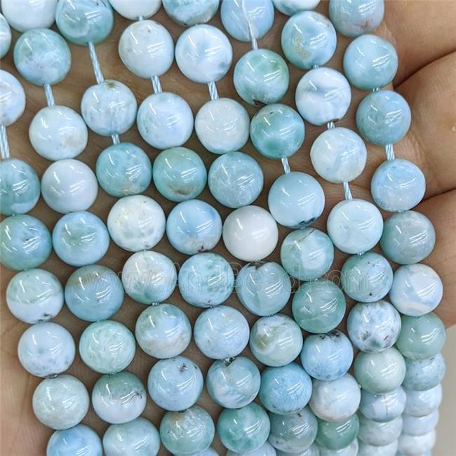 natural Larimar beads, round, blue, AAA-grade