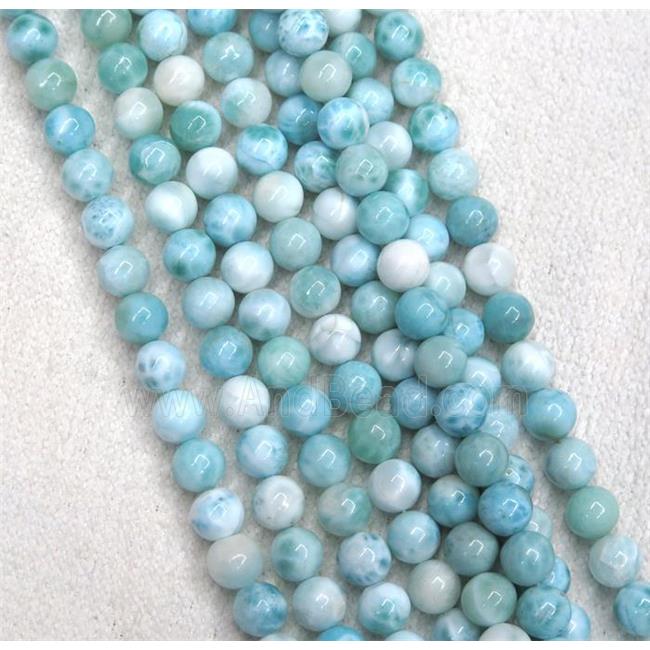 natural Larimar beads, round, blue, AAA-grade