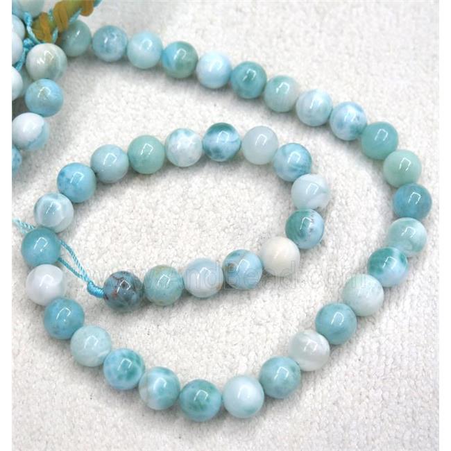 natural Larimar beads, round, blue, AAA-grade