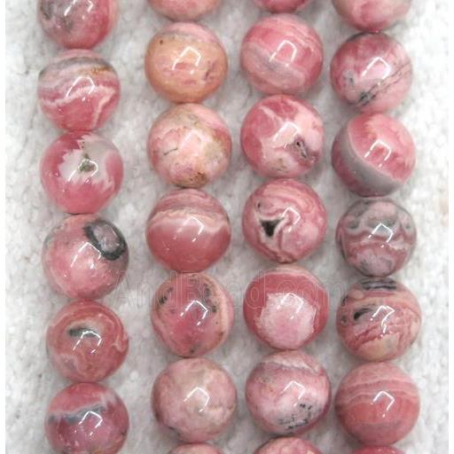 natural Rohodonite beads, round, pink