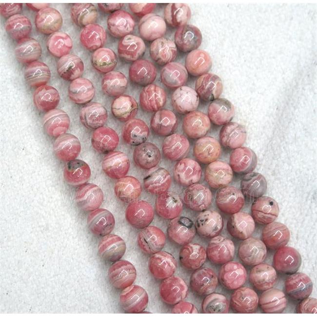 natural Rohodonite beads, round, pink