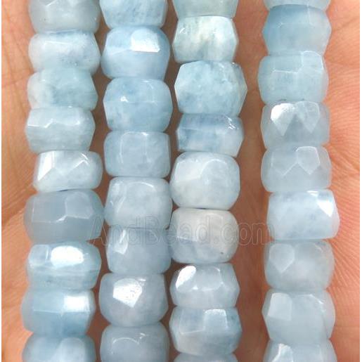 blue Aquamarine beads, faceted heishi
