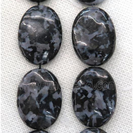 Black Indigo Gabro Oval Beads