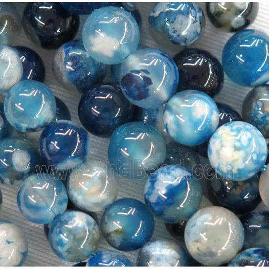round Cherry Agate beads, blue