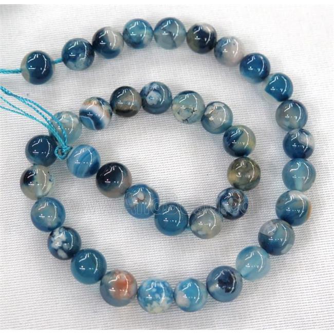 round Cherry Agate beads, blue