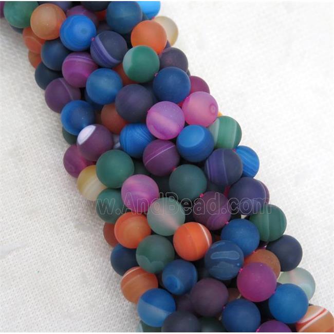 round matte striped Agate beads, mix color