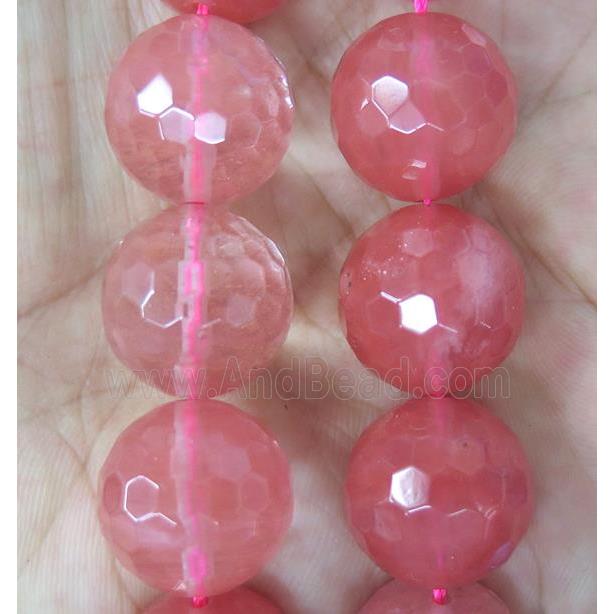 large pink Watermelon Quartz beads, faceted round