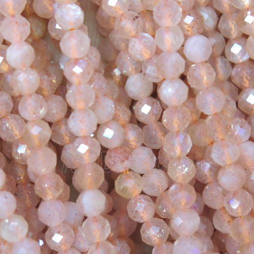 tiny Pink MoonStone beads, faceted round