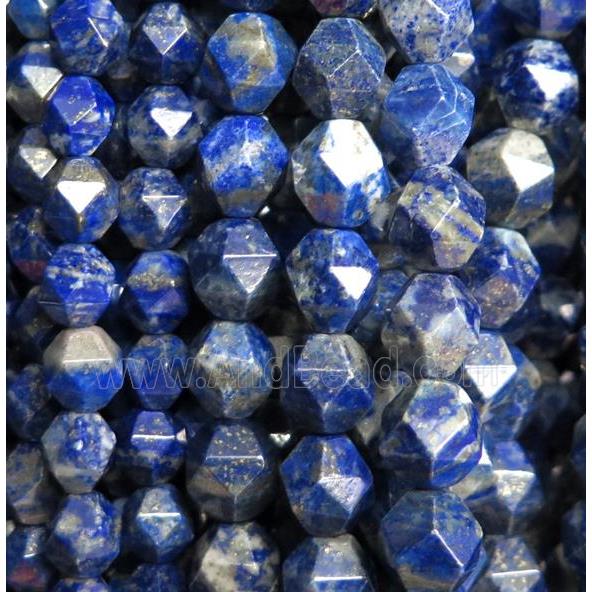 blue lapis lazuli ball beads, faceted round
