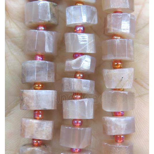 orange MoonStone beads, faceted heishi