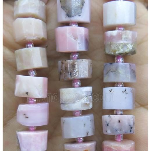 Pink Opal Jasper bead, faceted heishi