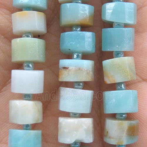 Amazonite bead, faceted heishi