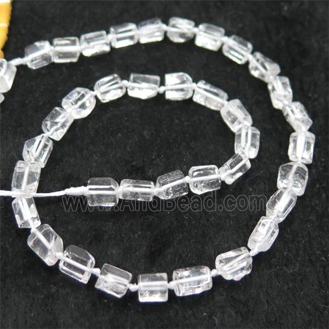 Clear Quartz chip bead, tube, polished