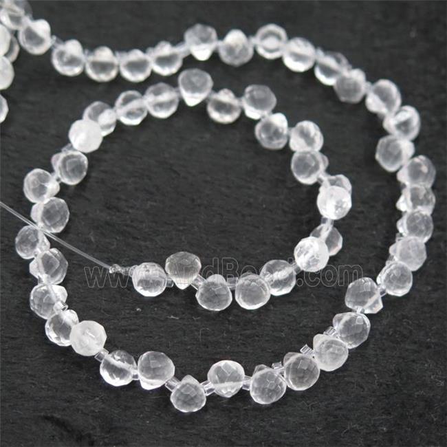 Clear Quartz beads, faceted teardrop