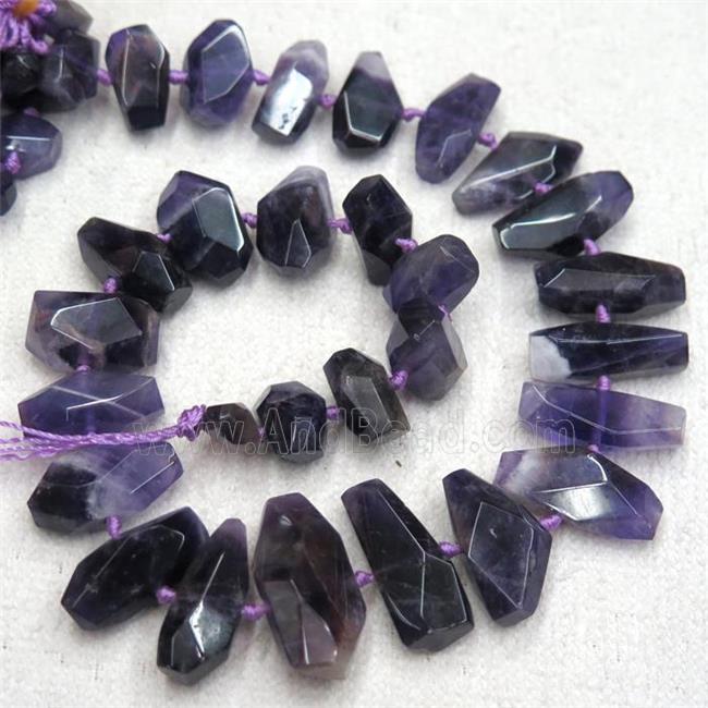 Amethyst beads, faceted freeform, purple