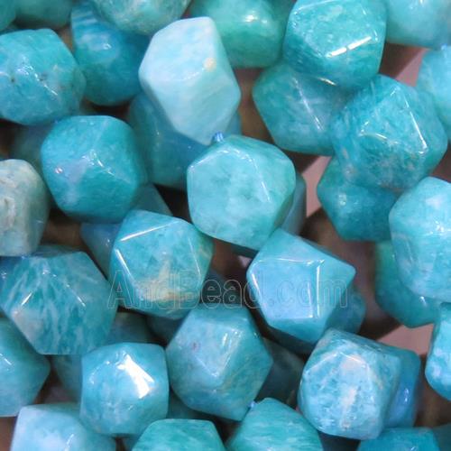 green Amazonite nugget beads, faceted round