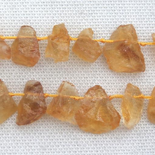 rough Citrine beads, top drilled, freeform, yellow
