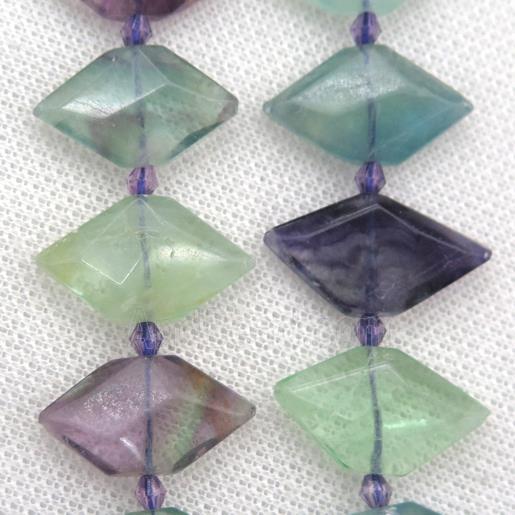 Fluorite beads, faceted bullet