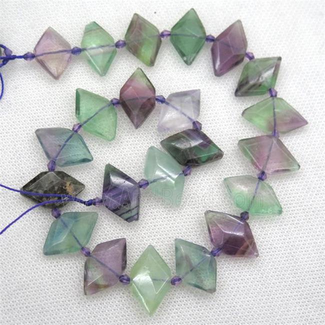 Fluorite beads, faceted bullet