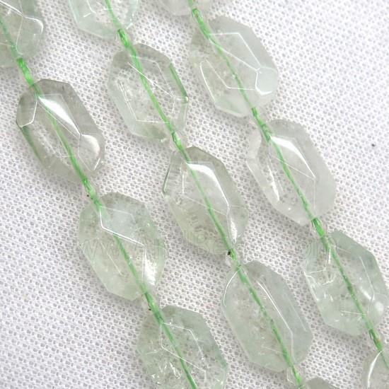natural green quartz beads, faceted rectangle