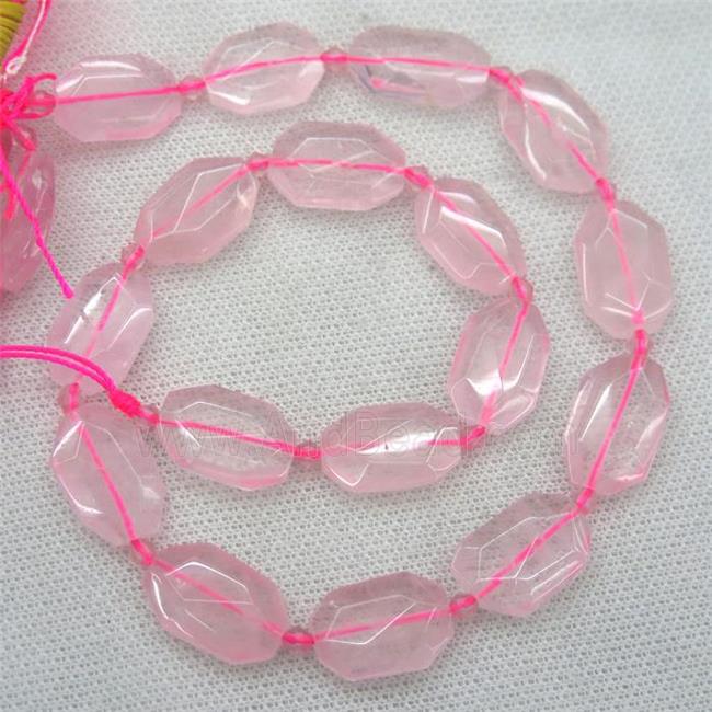 Rose Quartz beads, pink, faceted rectangle