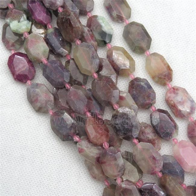 Tourmaline beads, faceted rectangle