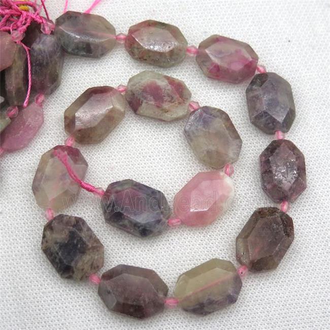 Tourmaline beads, faceted rectangle