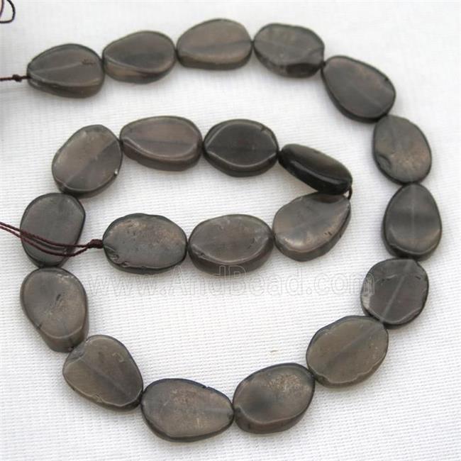 Smoky Quartz bead, matte, freeform