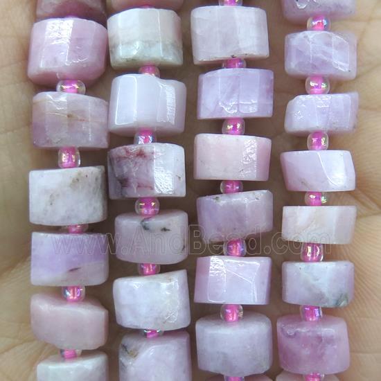 Kunzite beads, faceted heishi
