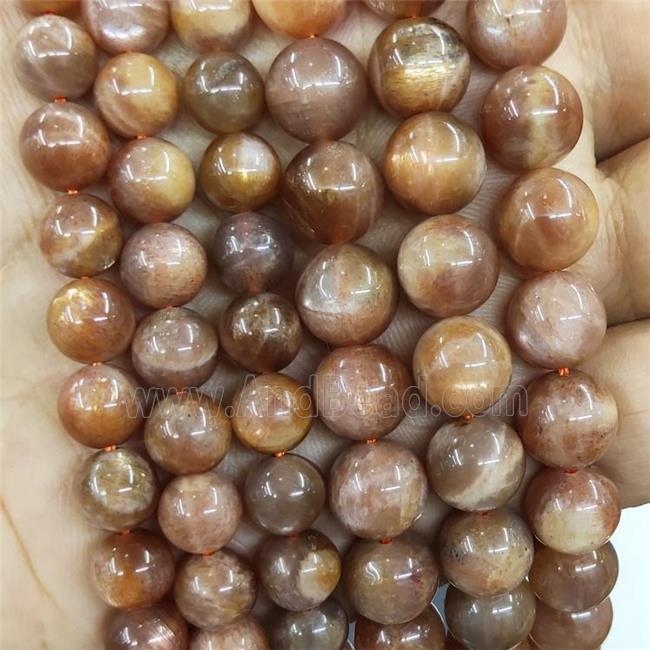 Natural Golden Sunstone Beads Peach Smooth Round