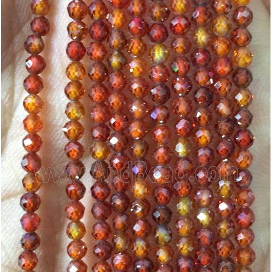 red zircon bead, faceted round
