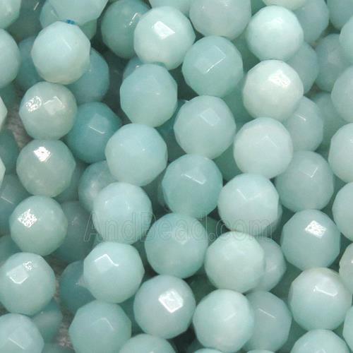 faceted round Amazonite beads ball, blue