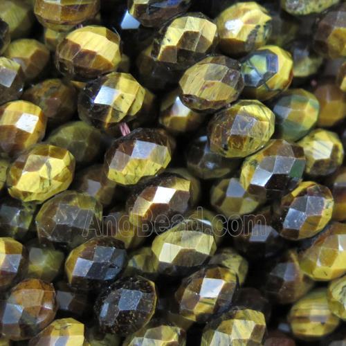 natural tiger eye stone beads, faceted rondelle