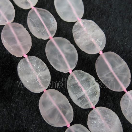 Rose Quartz bead, pink, rough oval