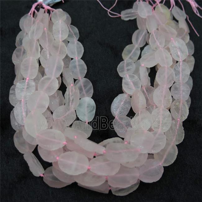 Rose Quartz bead, pink, rough oval