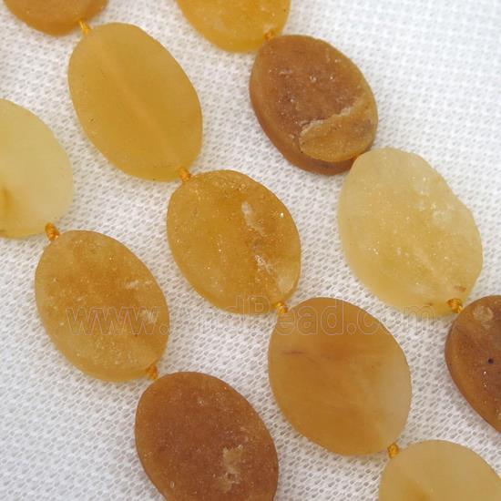 yellow Jade bead, rough oval