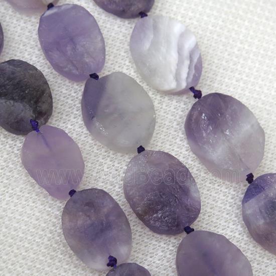 Dog teeth Amethyst beads, rough oval