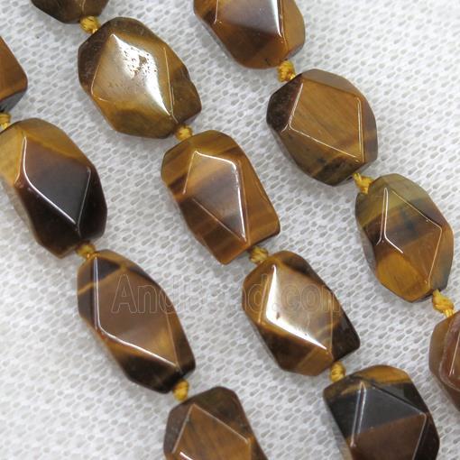 natural Tiger eye stone chip bead, faceted freeform