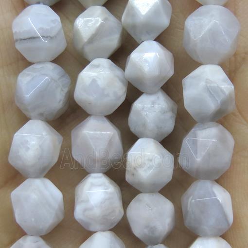 faceted round White Chinese Crazy Agate beads ball